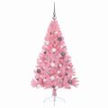 vidaXL Umelý predsvietený vianočný stromček Ružová 150 cm PVC