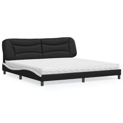 vidaXL Posteľ s matracom Hvar čierno-biela 200x200 cm umelá koža