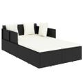 vidaXL Opaľovacie lehátko s vankúšom čierne 182x118x63 polyratan