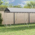 vidaXL Vonkajší koterec pre psov so strechou striebor. 2x10x2,5m oceľ