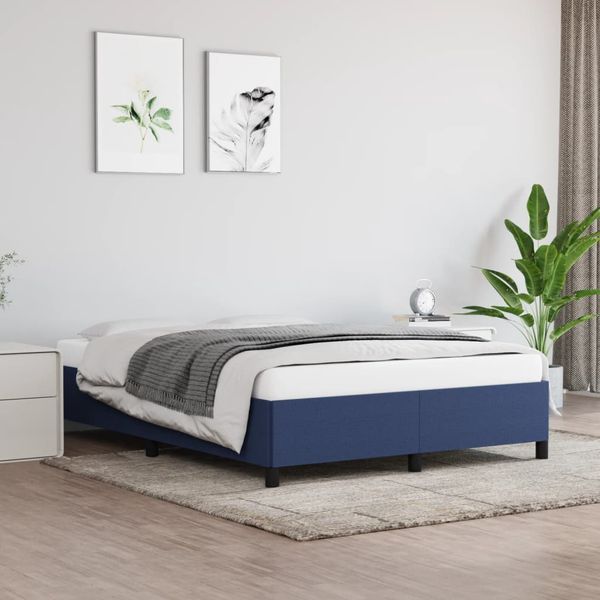 vidaXL Posteľ bez matraca modrá 140x200 cm látka
