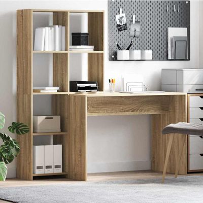vidaXL Stôl s poličkou Sonoma dub 138,5 x 55 x 143 cm Kompozitné drevo