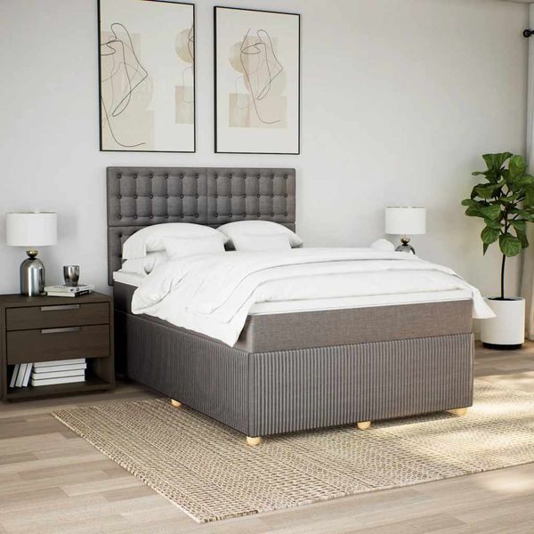vidaXL Posteľný rám boxspring s matracom sivohned 160x200 cm látka