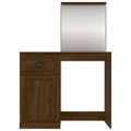 vidaXL Toaletný stolík so zrkadlom hnedý dub 90x50x132,5 cm drevo