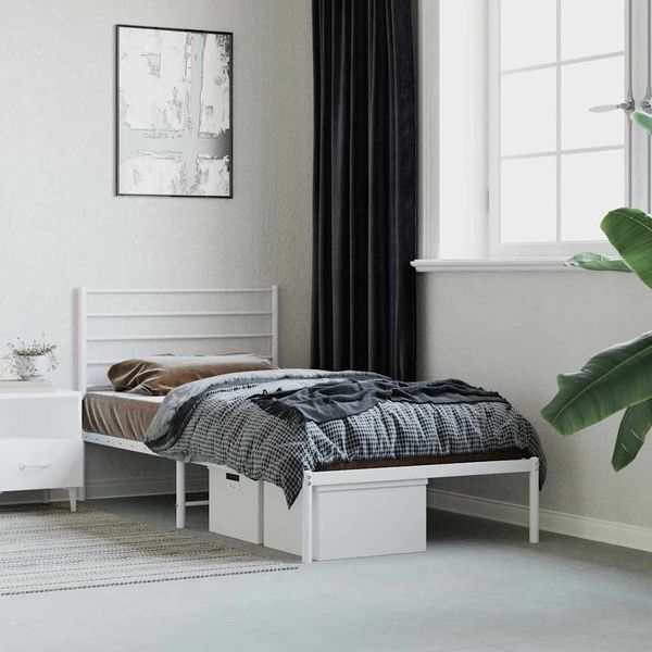 vidaXL Kovový rám postele s čelom biely 80x200 cm
