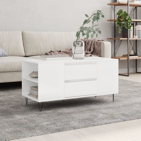 vidaXL Konferenčný stolík lesklý biely 102x44,5x50 cm kompozitné drevo