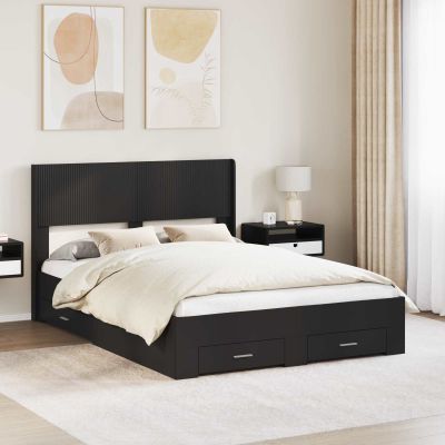 vidaXL Posteľový rám s úložným priestorom a čelom Čierna 140 x 190 cm