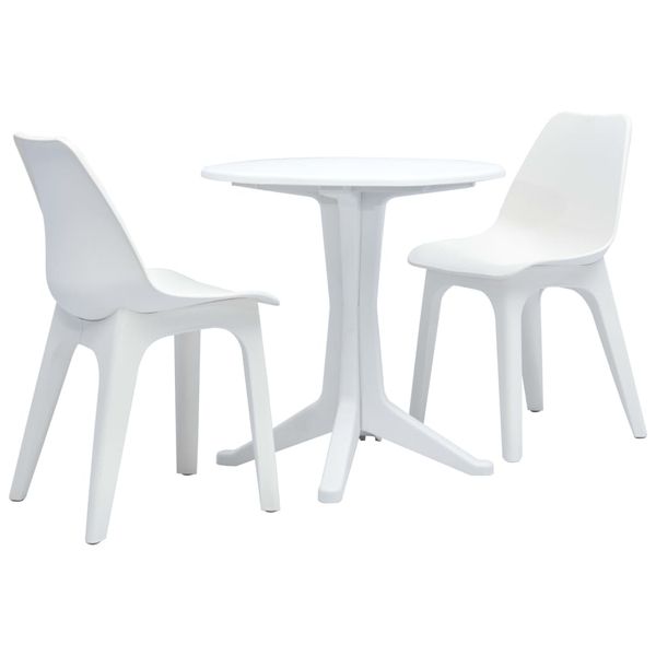 vidaXL 3-dielna bistro súprava biela plastová