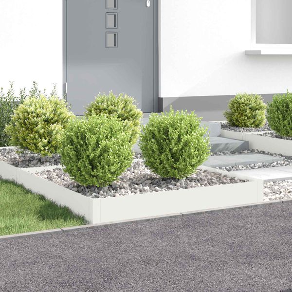 vidaXL Obrubník trávnika 4 ks 100 x 100 x 20 cm Oceľ Biela