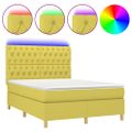 vidaXL Posteľ boxsping s matracom a LED zelená 140x190 cm látka