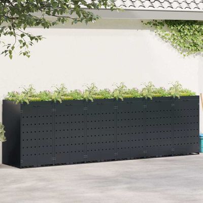 vidaXL Úložisko na 6 košov Wheelie Čierna 408 x 77,5 x 121,5 cm