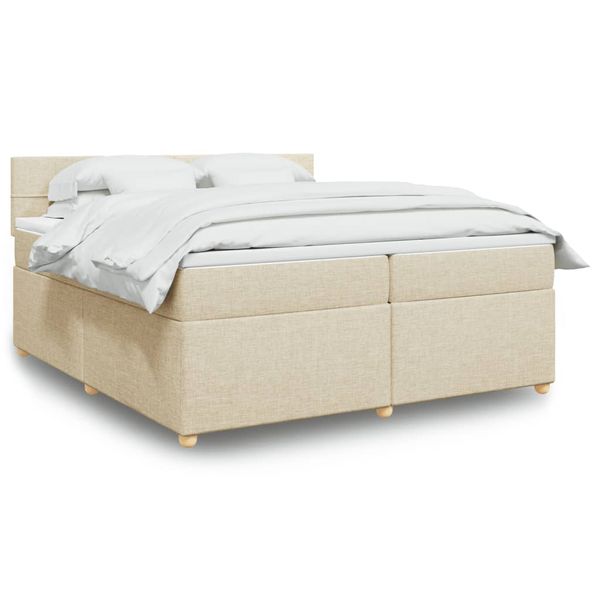 vidaXL Boxspring posteľ s matracom krémová 200x200 cm látka