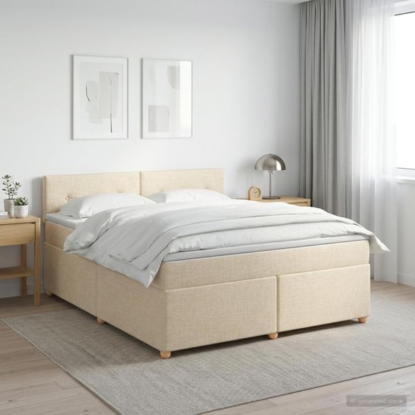 vidaXL Posteľ boxspring s matracom Krémová 140 x 200 cm Látka