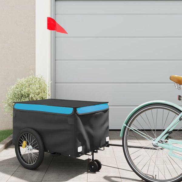 vidaXL Vozík za bicykel, čierno modrý 30 kg, železo