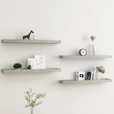 vidaXL Terasové nástenné police 4 ks betónovo sivé 80x15x4 cm MDF