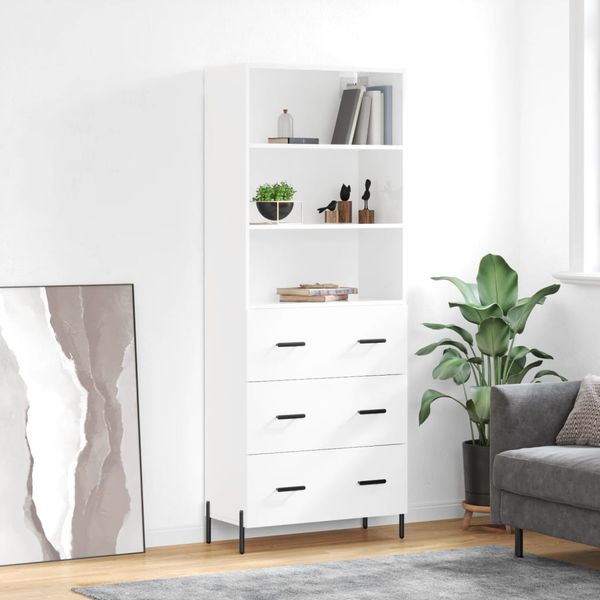 vidaXL Vysoká skrinka lesklá biela 69,5x34x180 cm spracované drevo