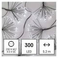 LED svetelný reťazec - svietiace trsy, nano, 5,2 m, vnútorný, studená biela, časovač