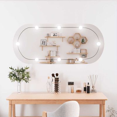 vidaXL Nástenné zrkadlo s LED svetlami 45x100 cm sklo oválne