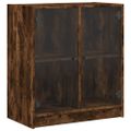 vidaXL Bočná skrinka so sklenenými dvierkami dymový dub 68x37x75,5 cm