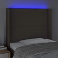 vidaXL Čelo postele s LED sivohnedé 93x16x118/128 cm látka