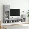 vidaXL 4-dielne TV nástenné skrinky s LED betónovo sivé kompozit.drevo