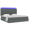 vidaXL LED úložná posteľ s matracom Tmavosivá 200 x 200 cm Látka
