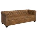 vidaXL Pohovka Chesterfield, 3-miestna, umelá koža, hnedá