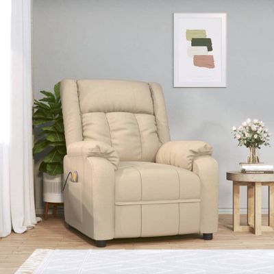 vidaXL Masážne kreslo, krémové, látka