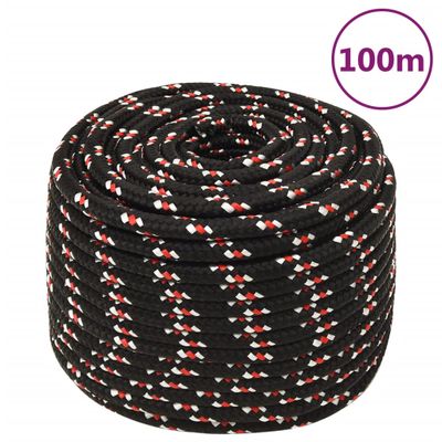 vidaXL Lodné lano čierne 12 mm 100 m polypropylén