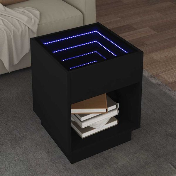 vidaXL Konferenčný stolík s nekonečnými LED čierny 40x40x50 cm