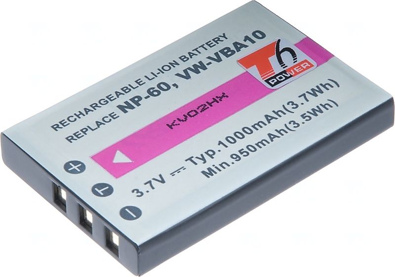Batéria T6 Power NP-60, KLIC-5000, NP-30, LI-20B, A1812A, L1812A, L1812B, 1000mAh, 3,7Wh
