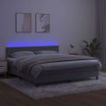 vidaXL Posteľ boxsping s matracom a LED bledosivá 180x200 cm zamat
