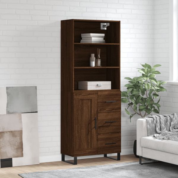 vidaXL Vysoká skrinka hnedý dub 69,5x34x180 cm spracované drevo