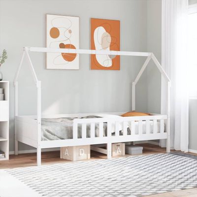 vidaXL Rám detskej postele domček biely 90x190 cm masívna borovica