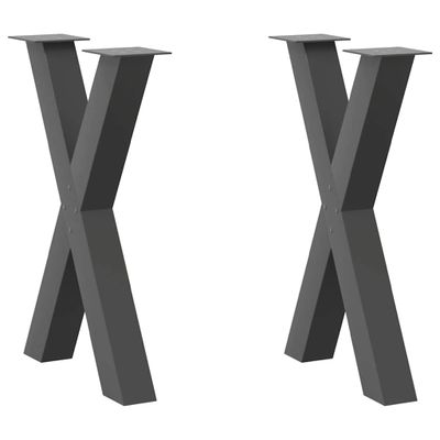 vidaXL Nohy k jedálenskému stolu v tvare X, 2 ks, antracitové, 60 x (72-73) cm, oceľ