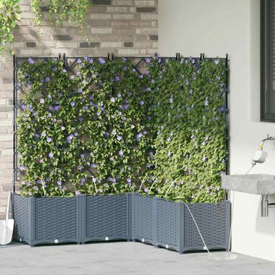 vidaXL Záhradný kvetináč 5 pcs Svetlo šedá 120 x 120 x 142 cm Plast