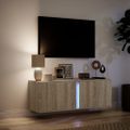 vidaXL TV nástenná skrinka s LED svetlami dub sonoma 100x31x35 cm