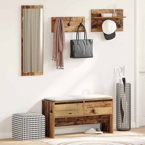 vidaXL Zostava nábytku do predsiene 4 pcs Staré drevo Kompozitné drevo