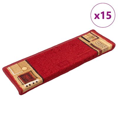 vidaXL Samolepiace nášľapy na schody 15 ks 65x21x4 cm červené