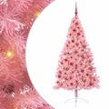 vidaXL Umelý predsvietený vianočný stromček Ružová 180 cm PVC