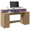 vidaXL Stôl s LED svetlami dub artisian 160x55x91 cm kompozitné drevo