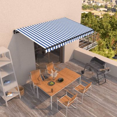 vidaXL Ručne zaťahovacia markíza 450x350 cm modrá a biela