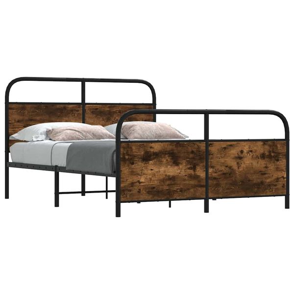 vidaXL Posteľný rám bez matraca 120x190 cm dymový dub borovicový masív