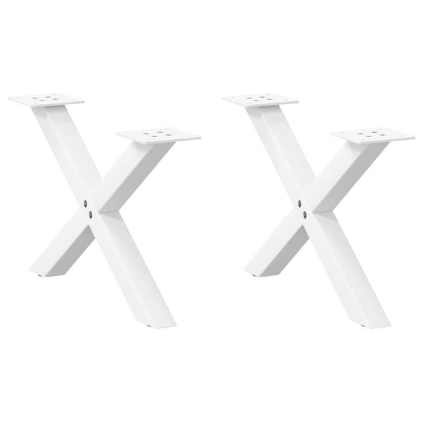 vidaXL Nohy konferenčného stolíka v tvare X, 2 ks, biele, 60 x (30-31) cm, oceľové