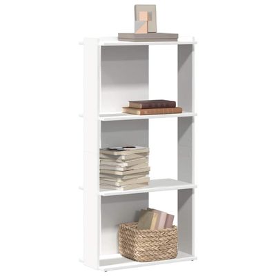VidaXL Knižnica 3-poschodová biela 60x30x120 cm Konštrukcia dreva