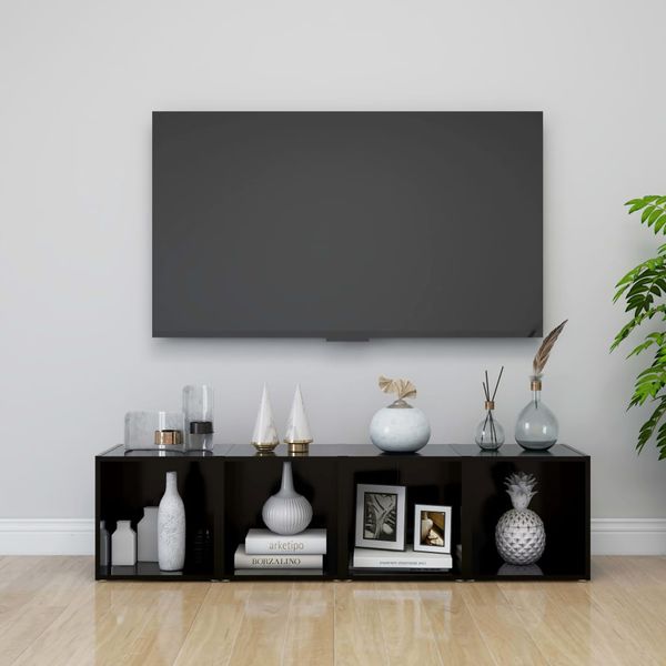 vidaXL TV skrinky 4 ks, čierne 37x35x37 cm, kompozitné drevo