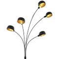 vidaXL Stojanová lampa čierna a zlatá 200 cm 5 x E14