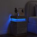 vidaXL Nočný stolík s LED svetlami betónovo sivý 35x39x55 cm