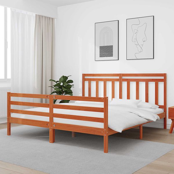 vidaXL Rám postele s čelnou doskou Včelí hnedý 180 x 200 cm