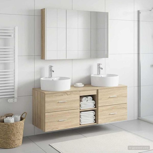 vidaXL Sada kúpeľňového nábytku 4 pcs Dub sonoma